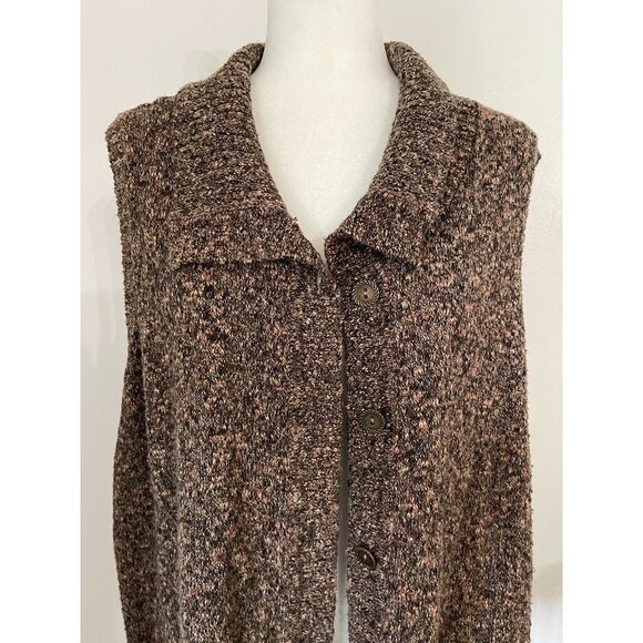 EUC CJ Banks Womens Sleeveless Knit Cardigan Sweater Button Front Pockets - Picture 4 of 6